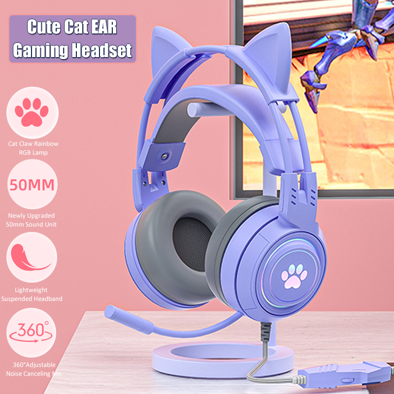 Cute Cat Ear Gaming Headphones - Gaming Accessories Monitor 评论和价格